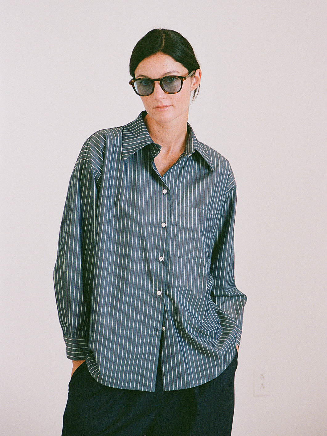 Anna shirt with blue stripes