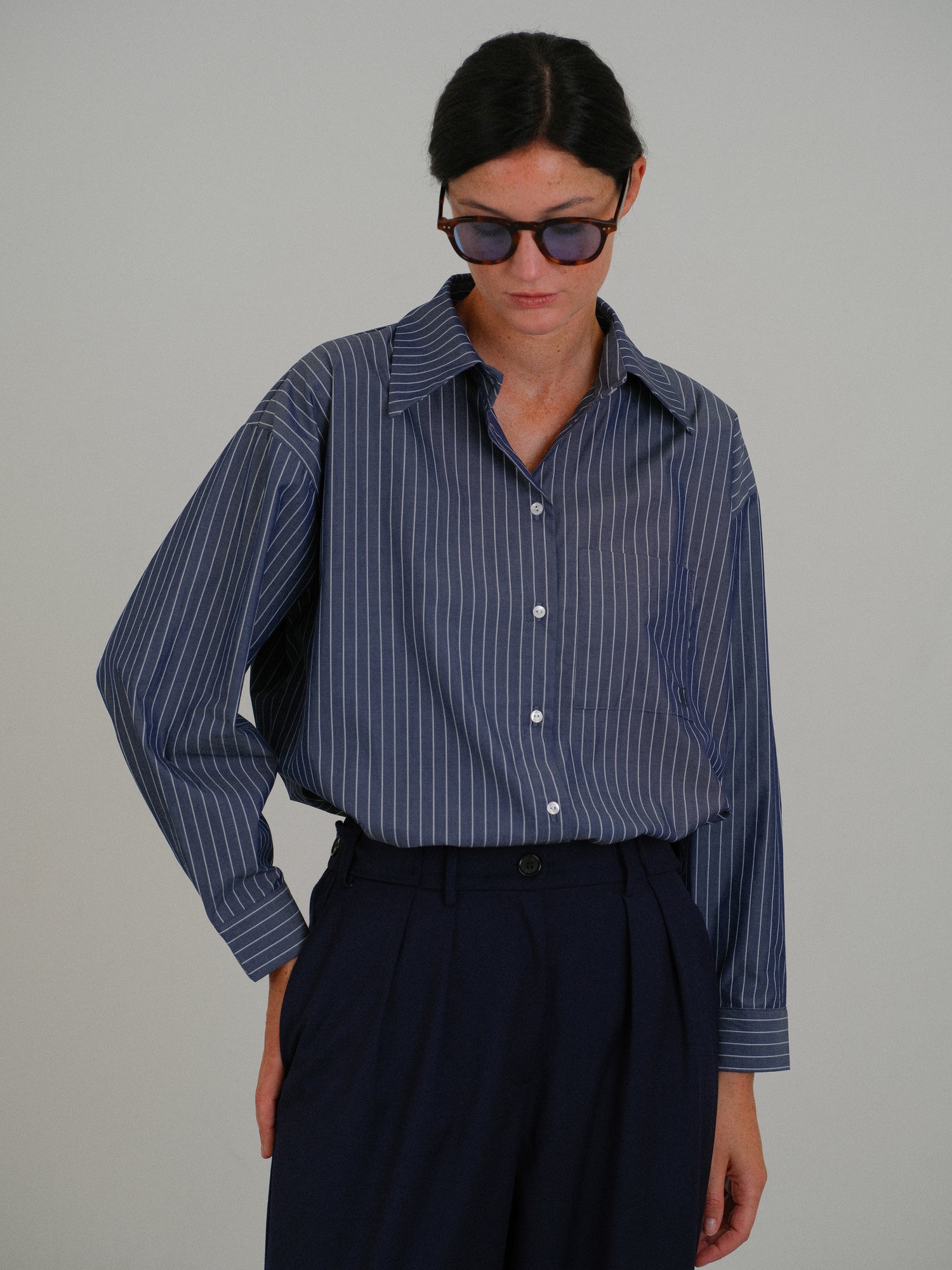 Anna shirt with blue stripes