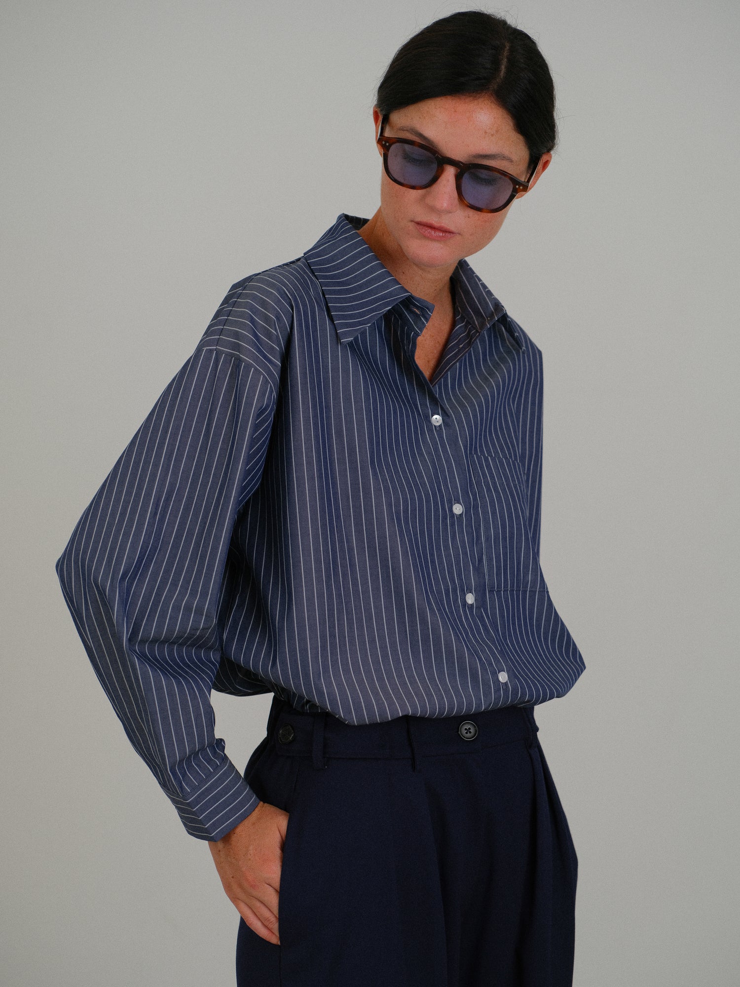 Anna shirt with blue stripes