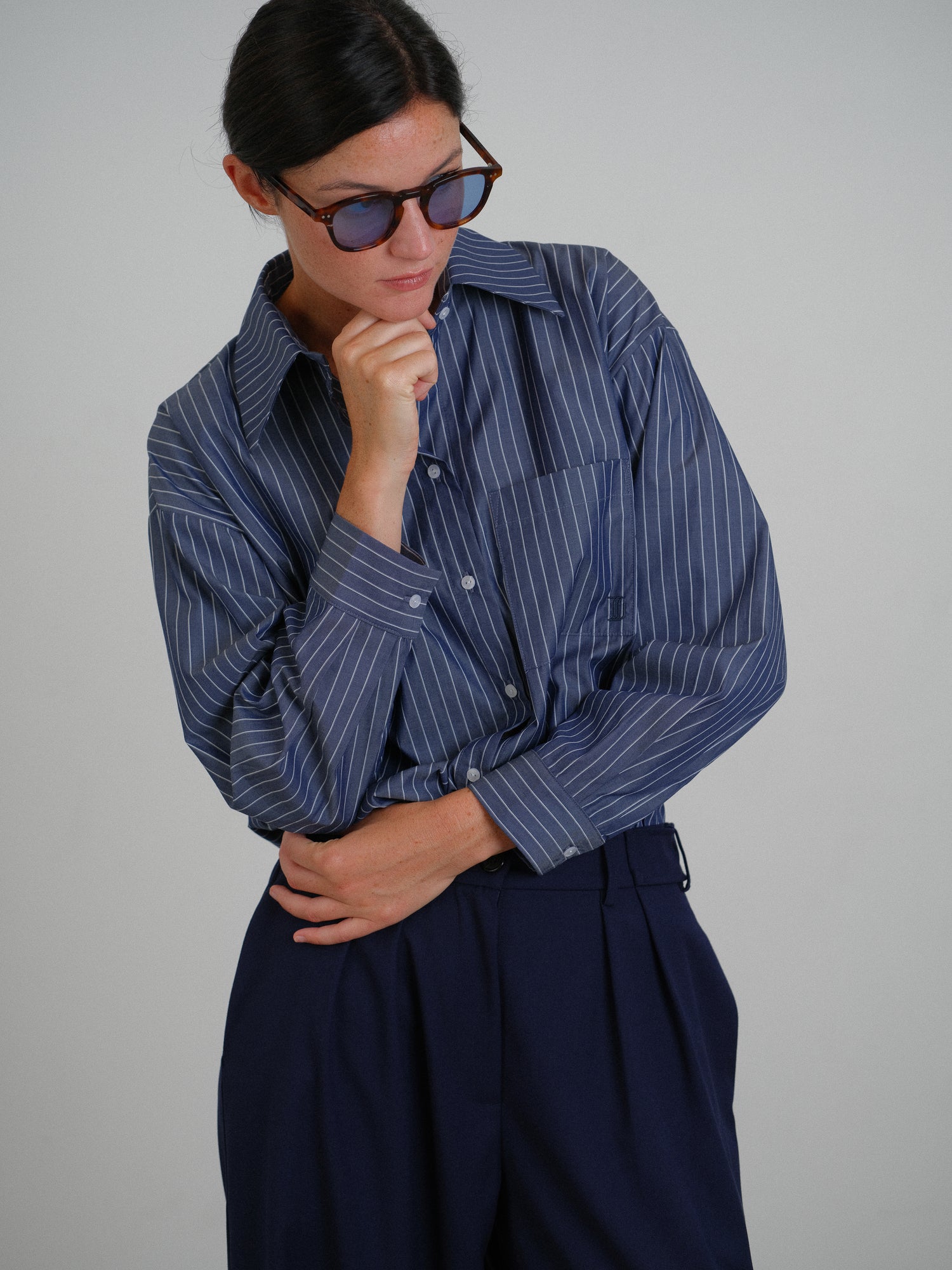 Anna shirt with blue stripes