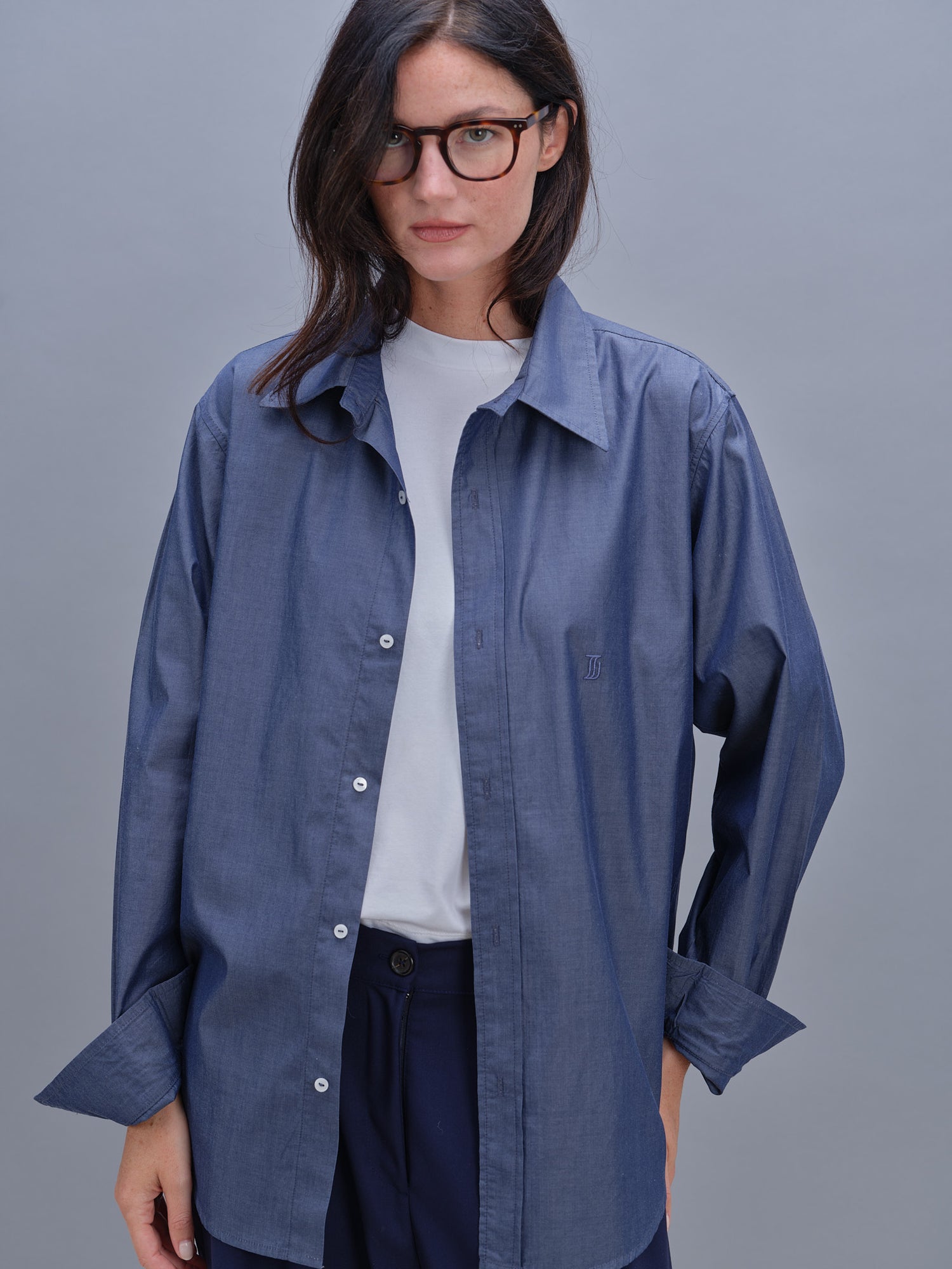 Chemise unisexe bleu jeans
