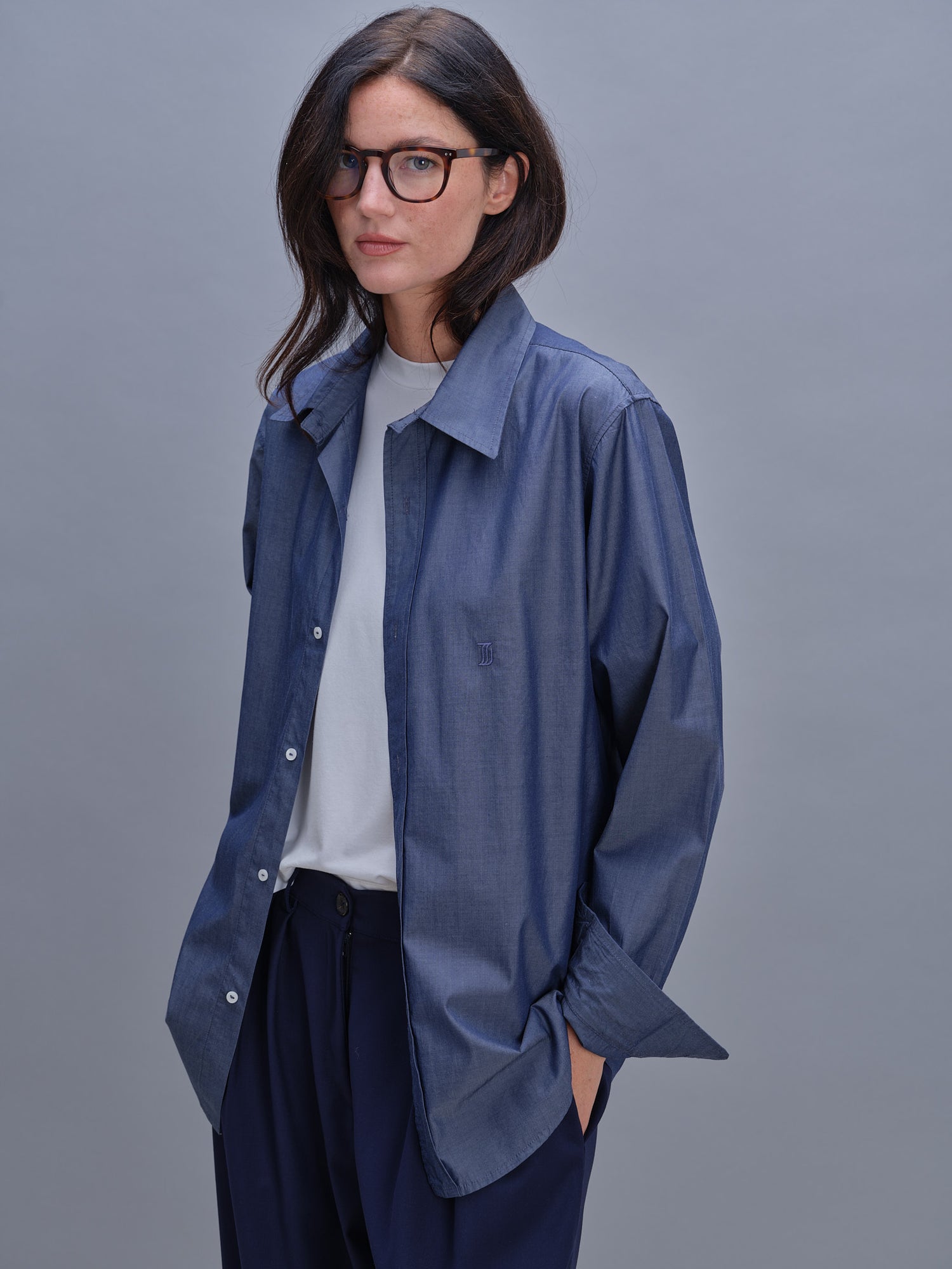 Chemise unisexe bleu jeans