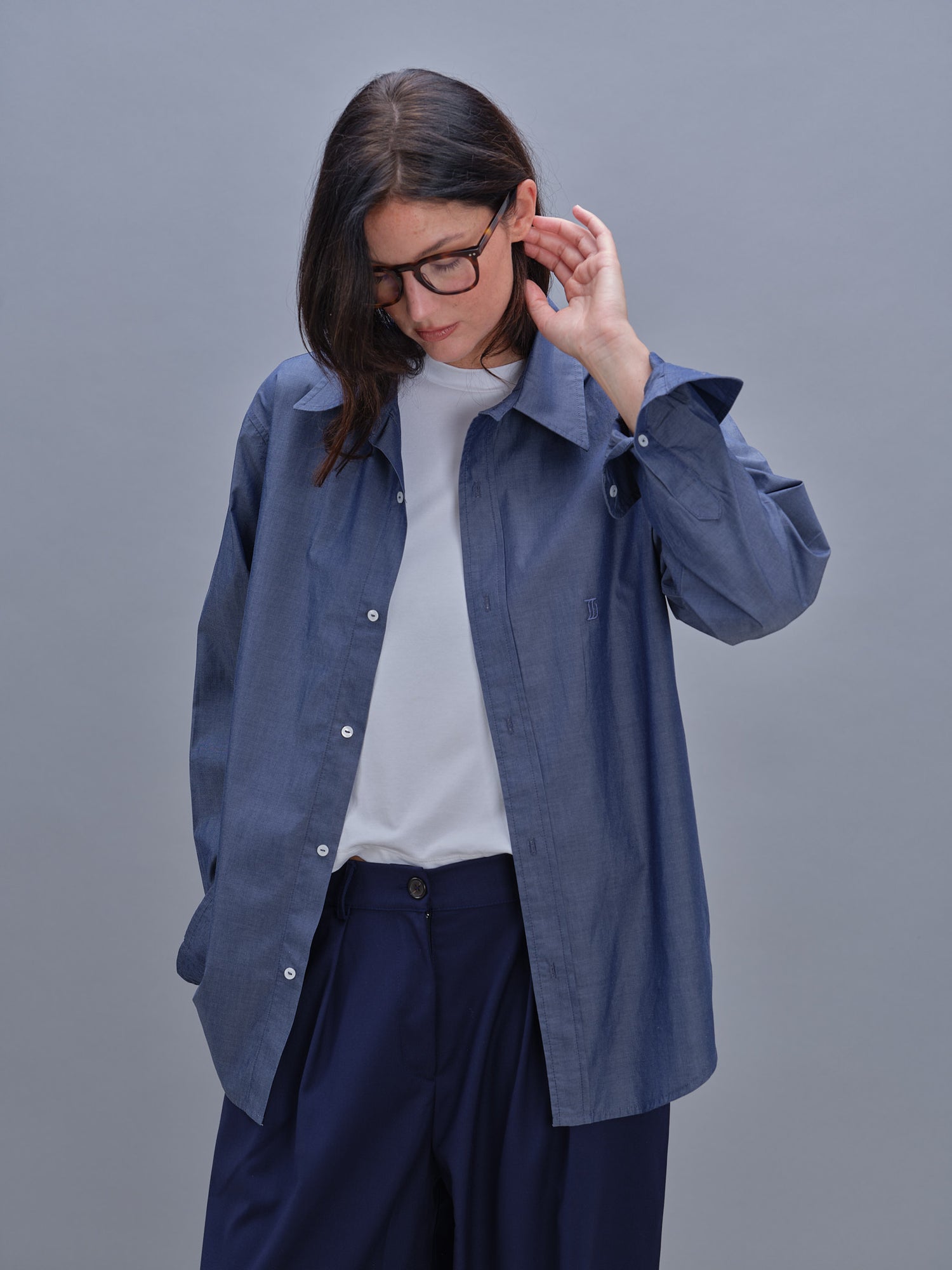 Chemise unisexe bleu jeans