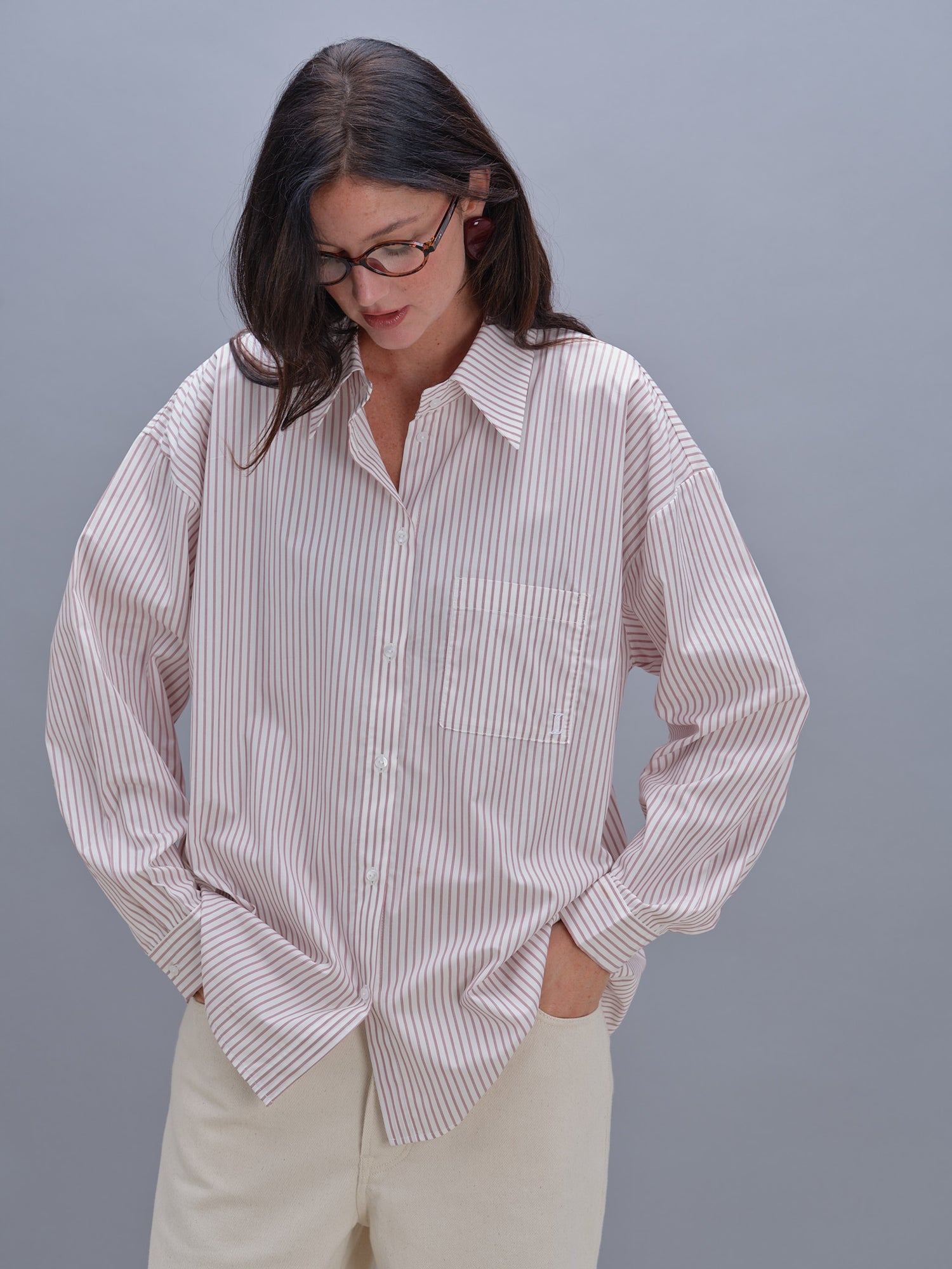 Anna shirt with red stripes