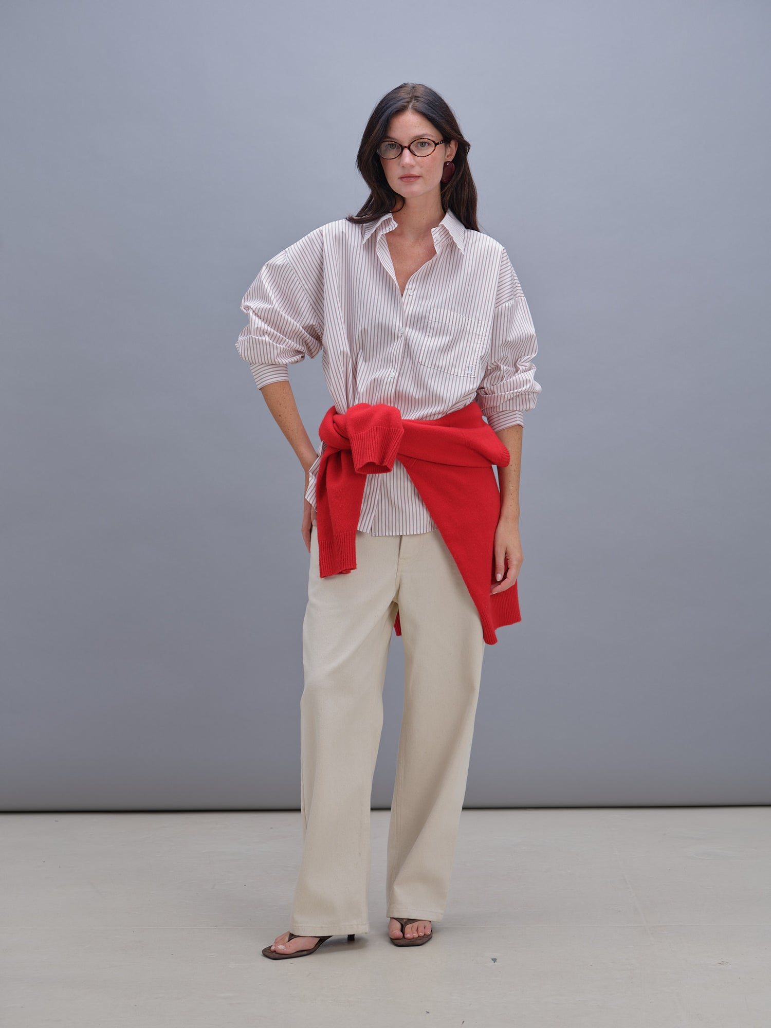 Anna shirt with red stripes
