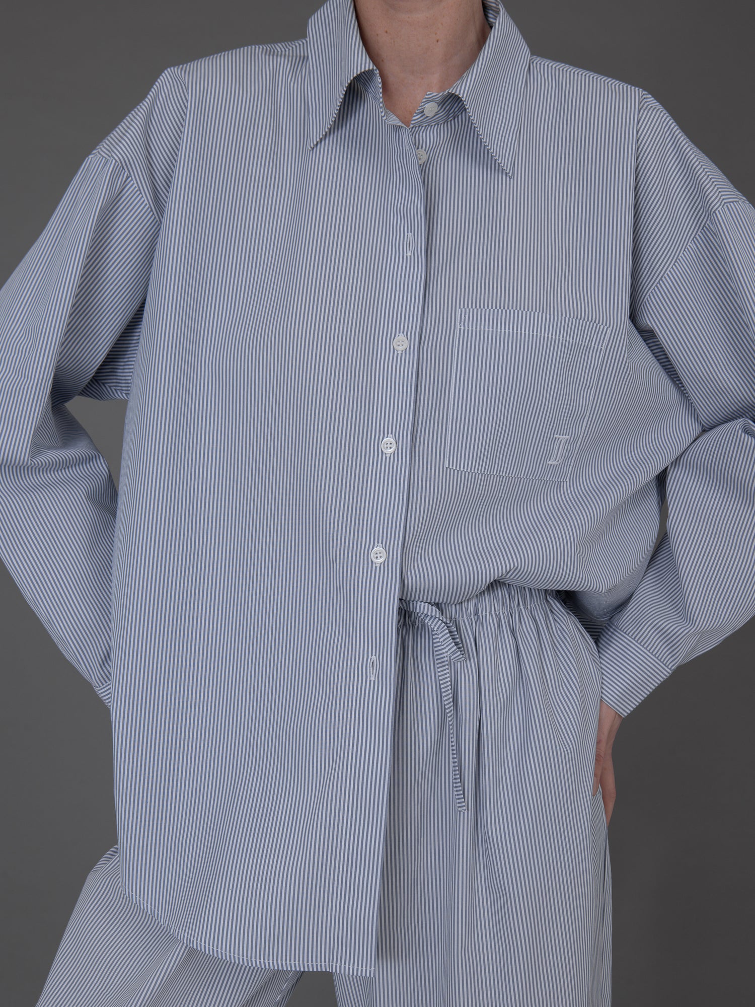 Anna blue striped shirt