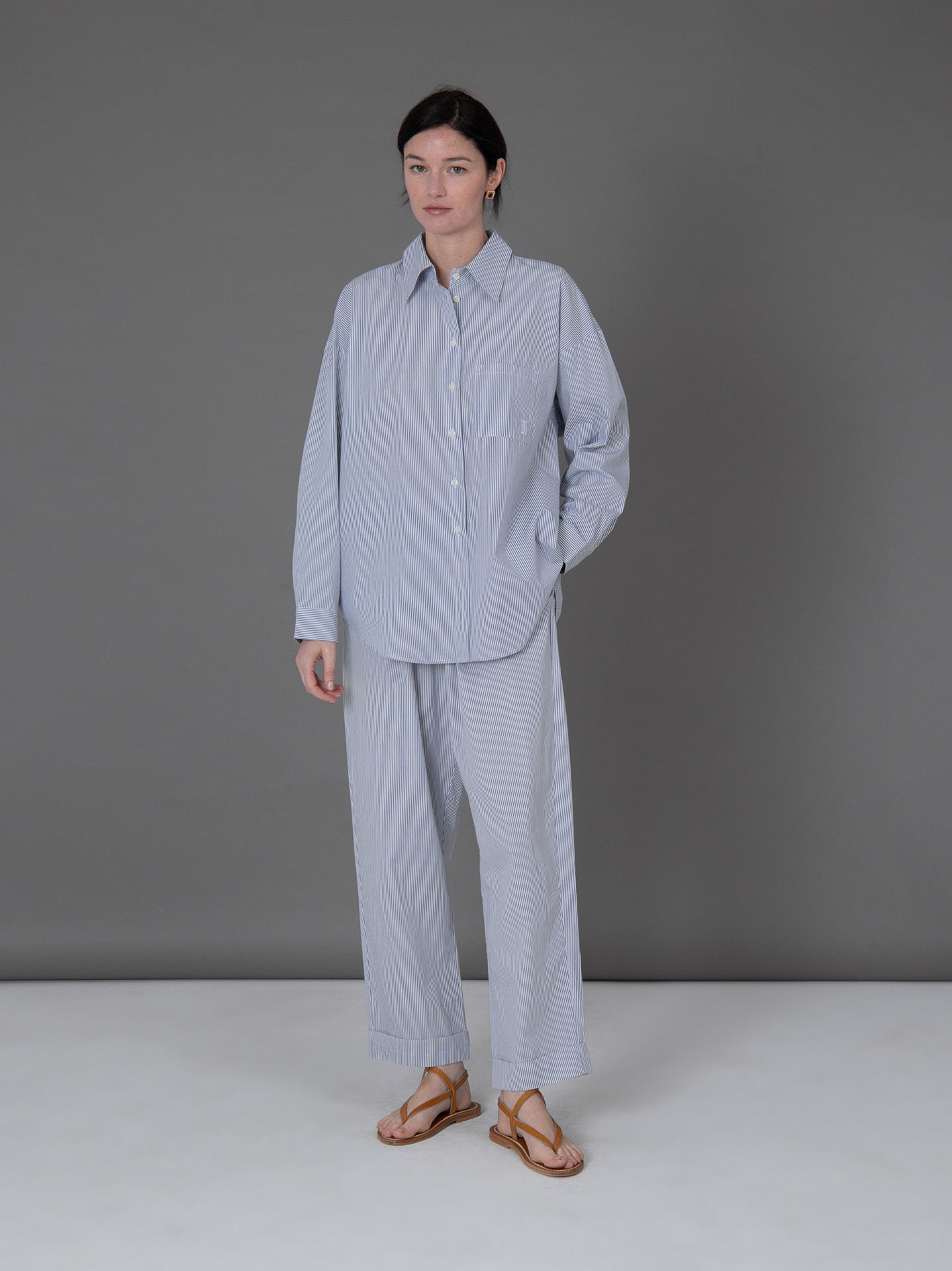 Anna blue striped shirt