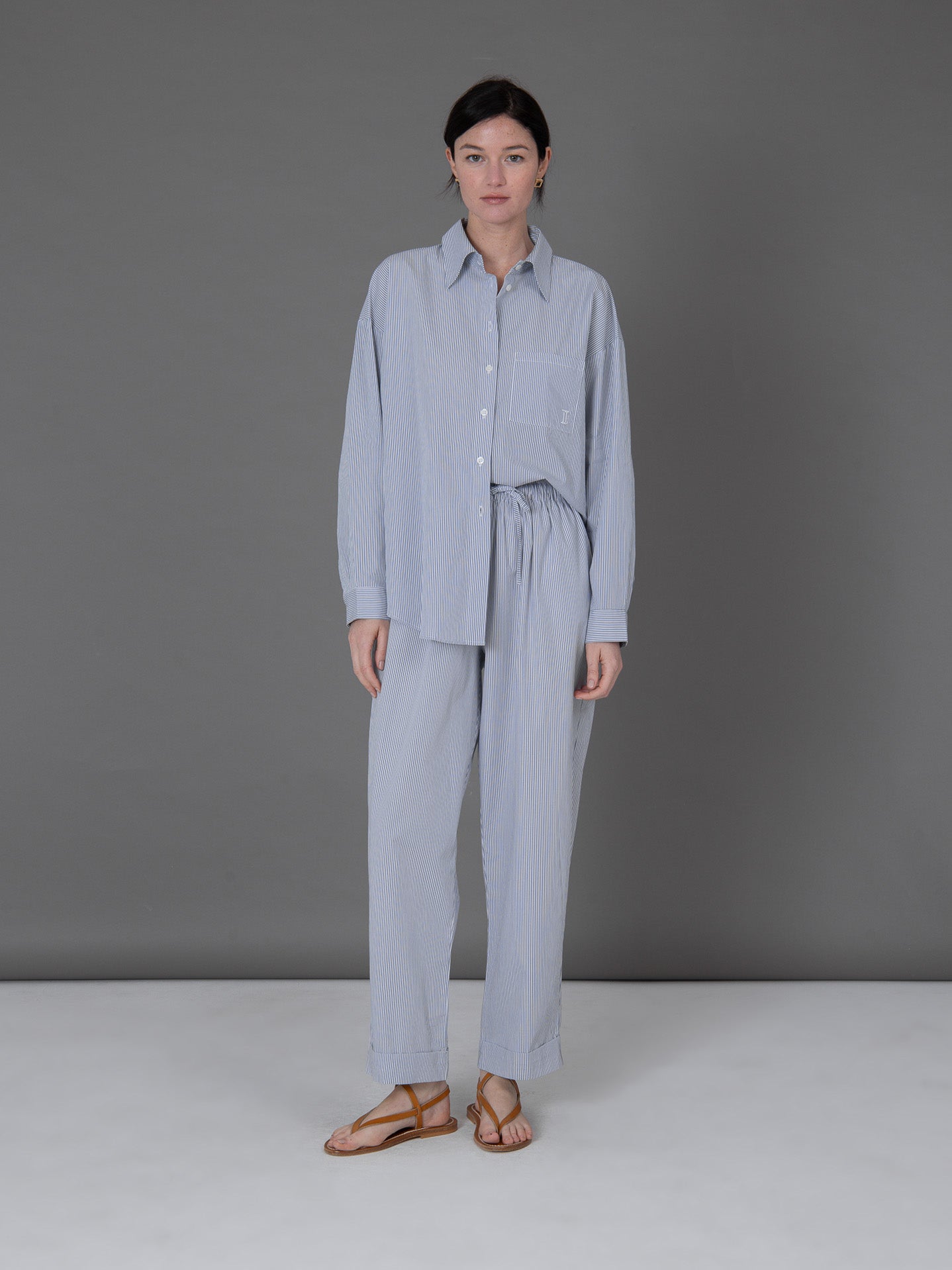 Anna blue striped shirt