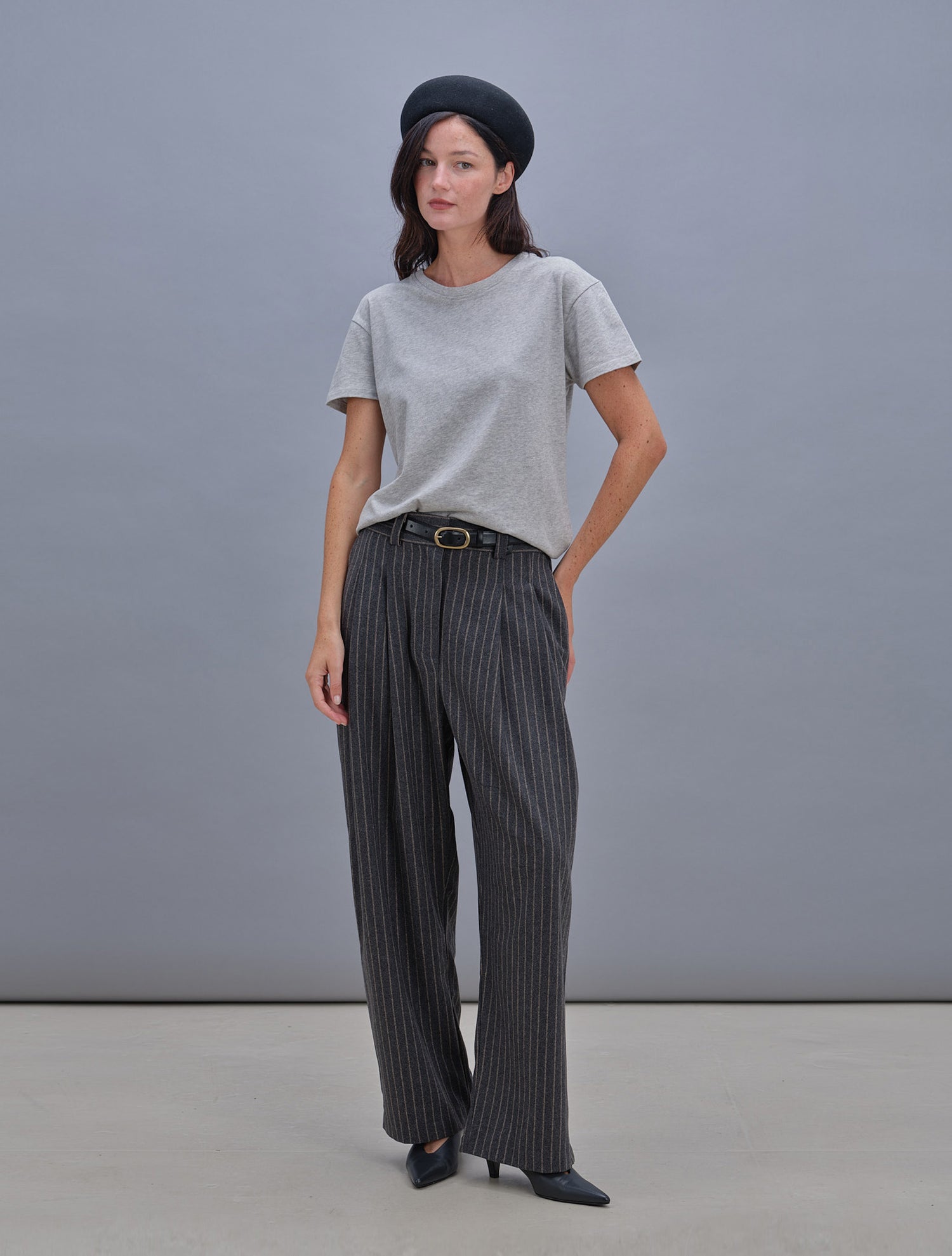Georges grey striped pants