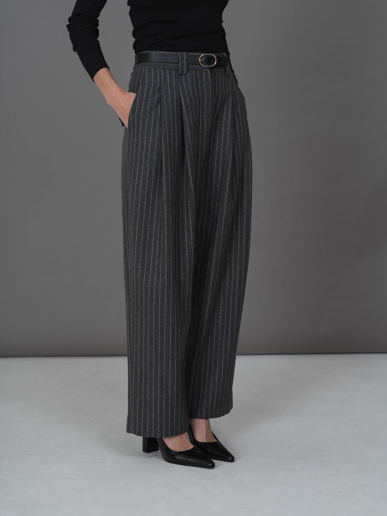 Georges grey striped pants