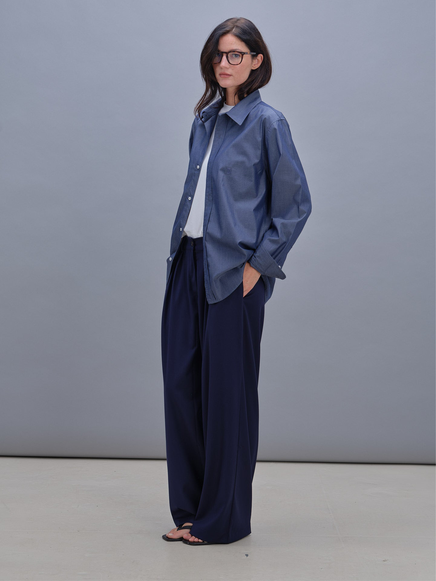 Chemise unisexe bleu jeans