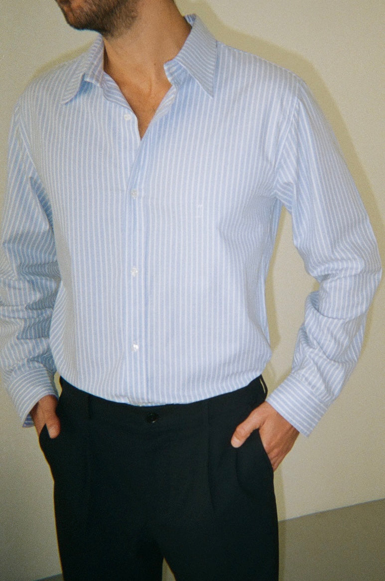 Unisexe shirt baby blue stripes