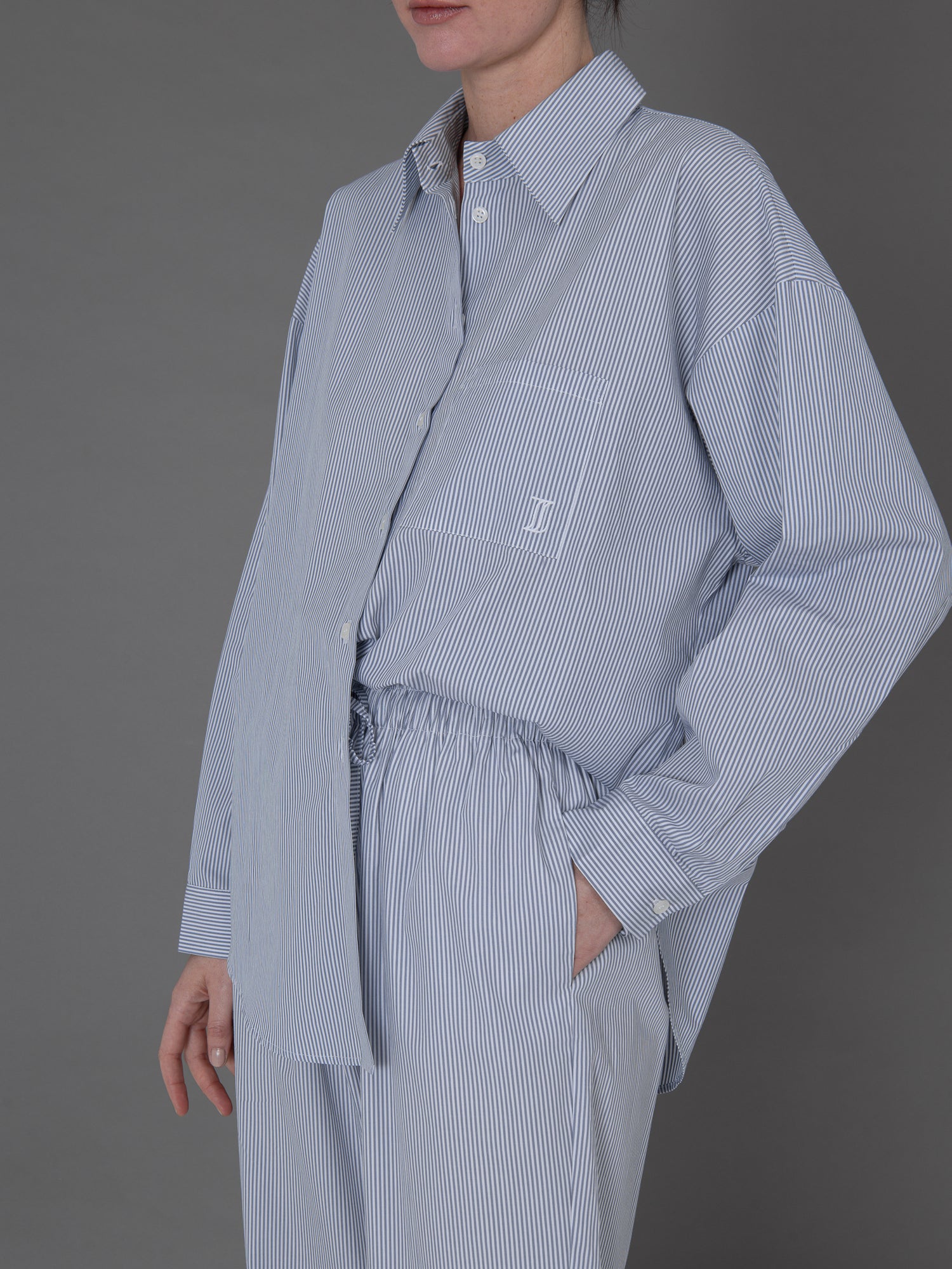 Anna blue striped shirt