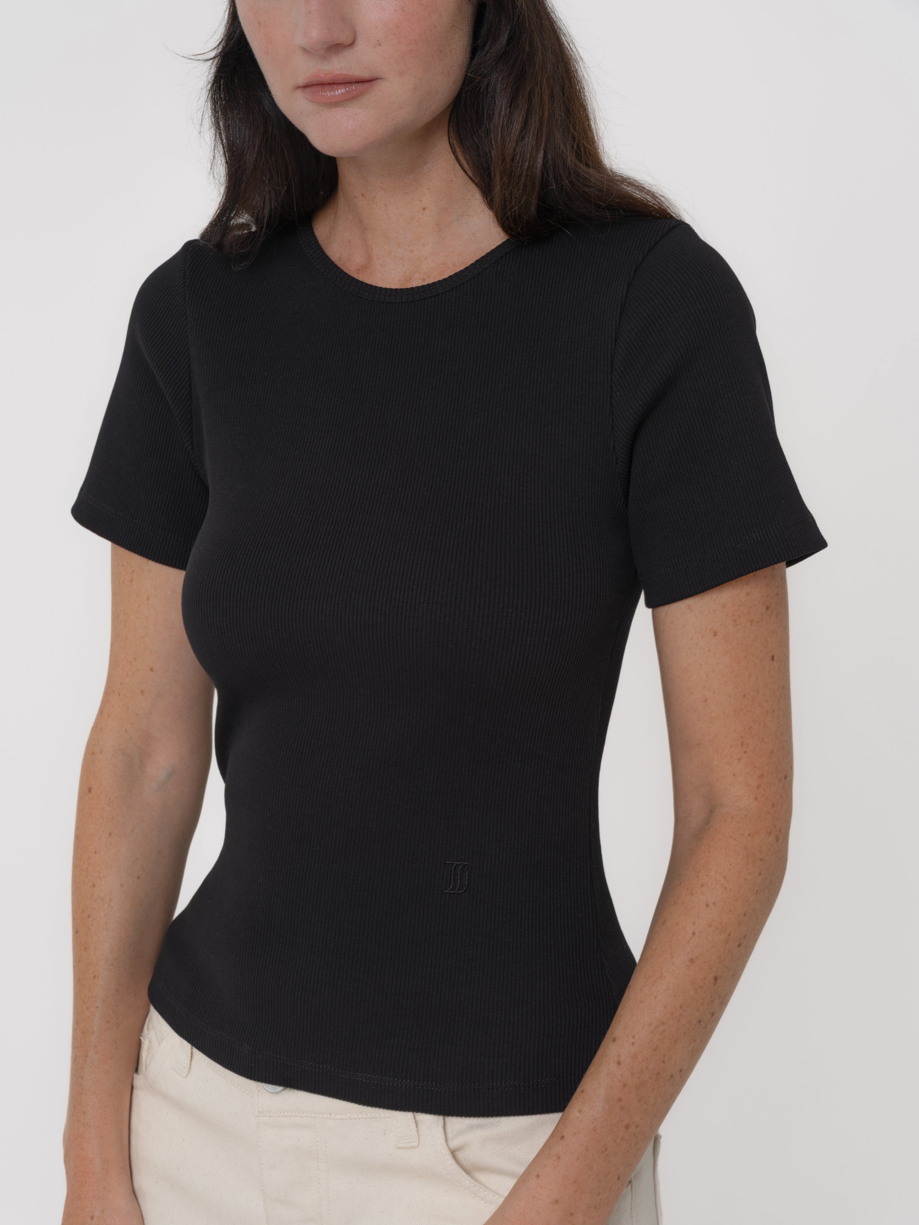 T-shirt Otis maille côtelée noire