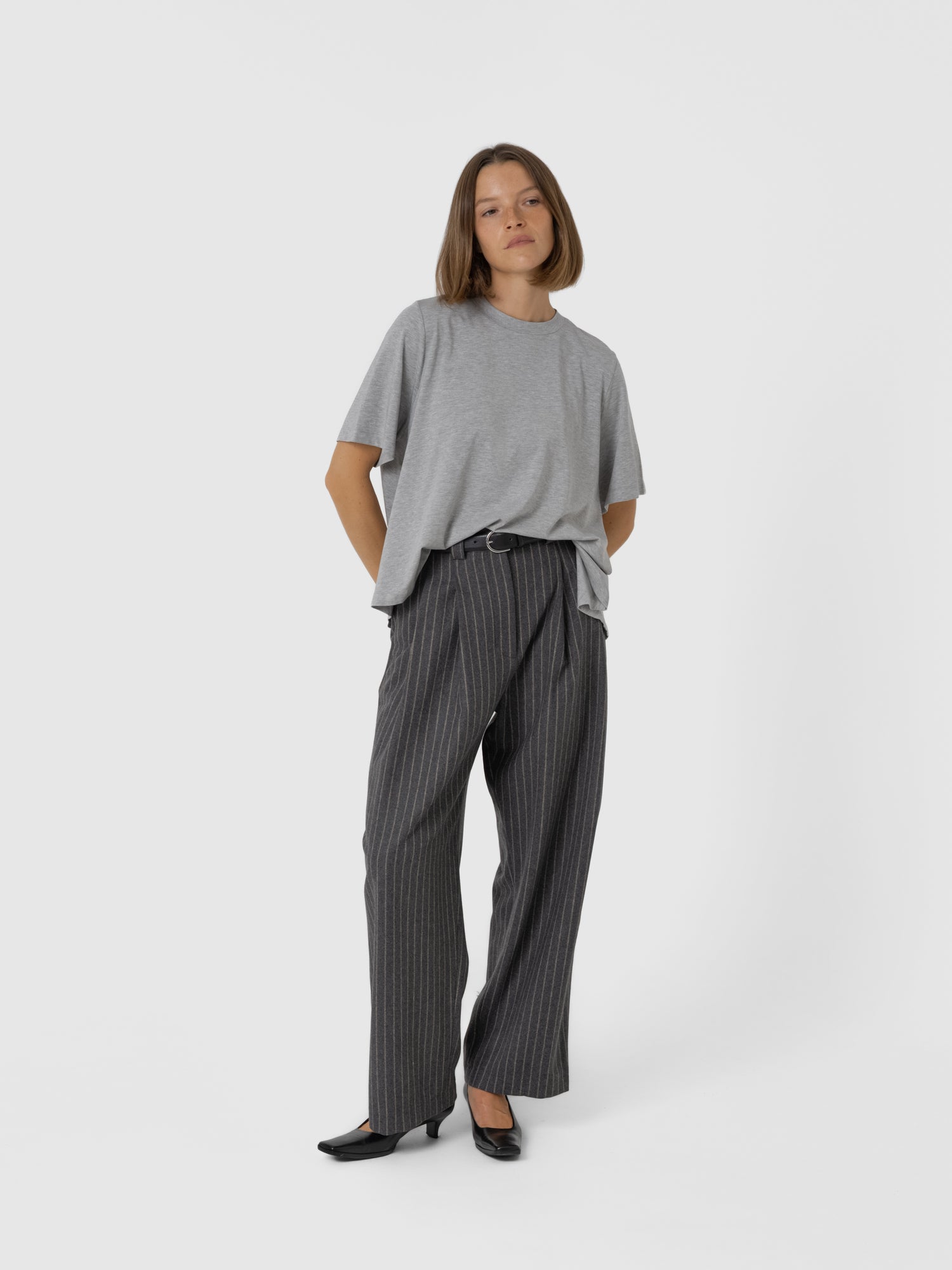 Pantalon Georges gris rayé
