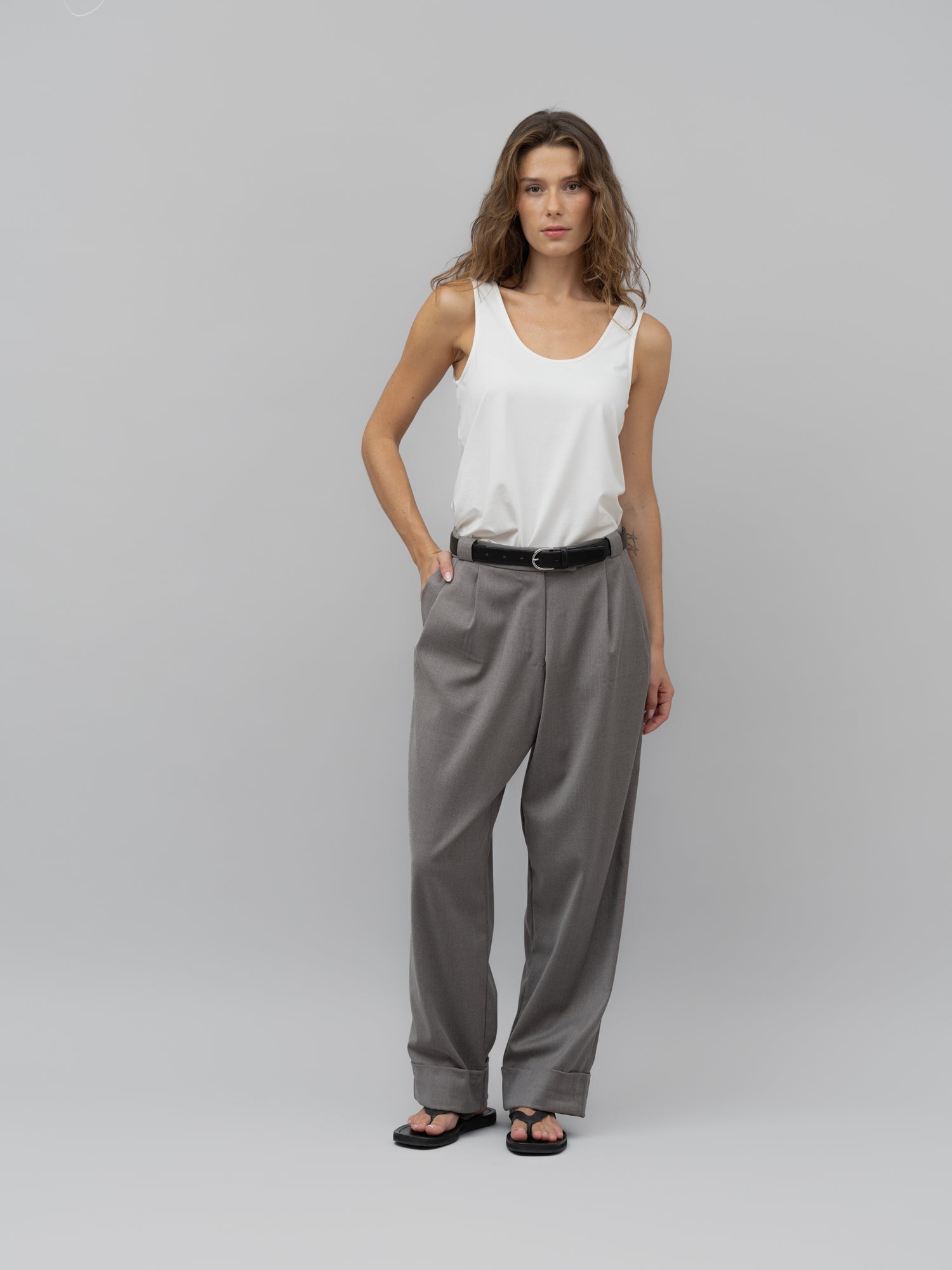 Lino pants grey