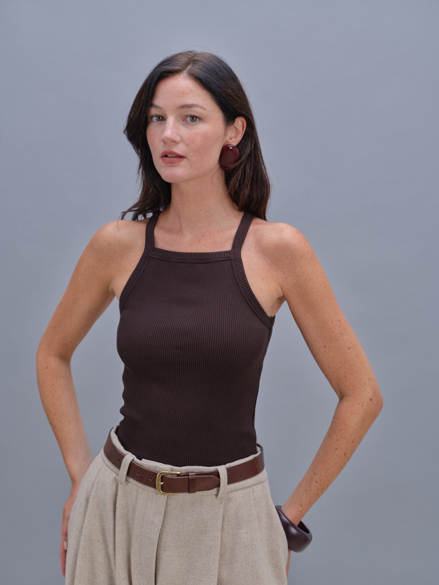 Lee tank top brown
