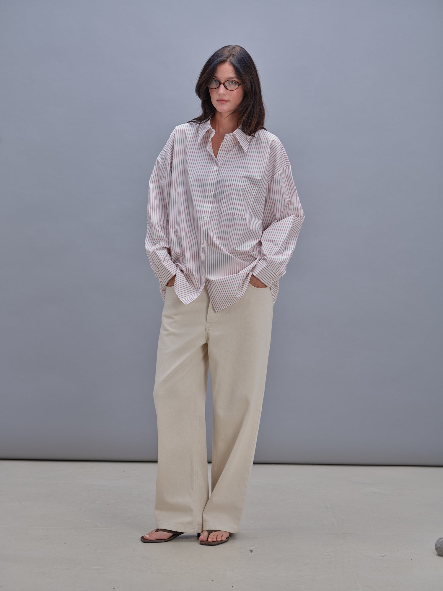 Anna shirt with red stripes