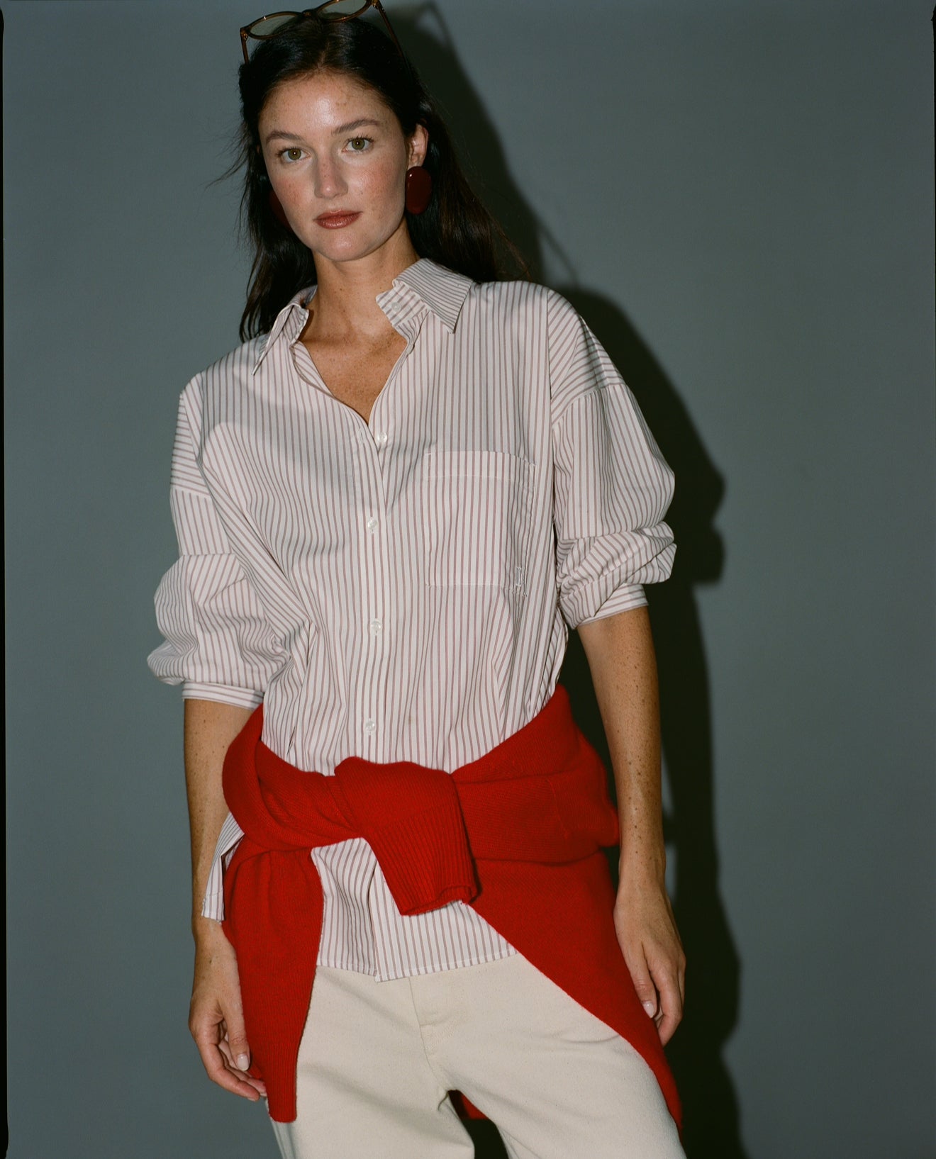 Anna shirt with red stripes