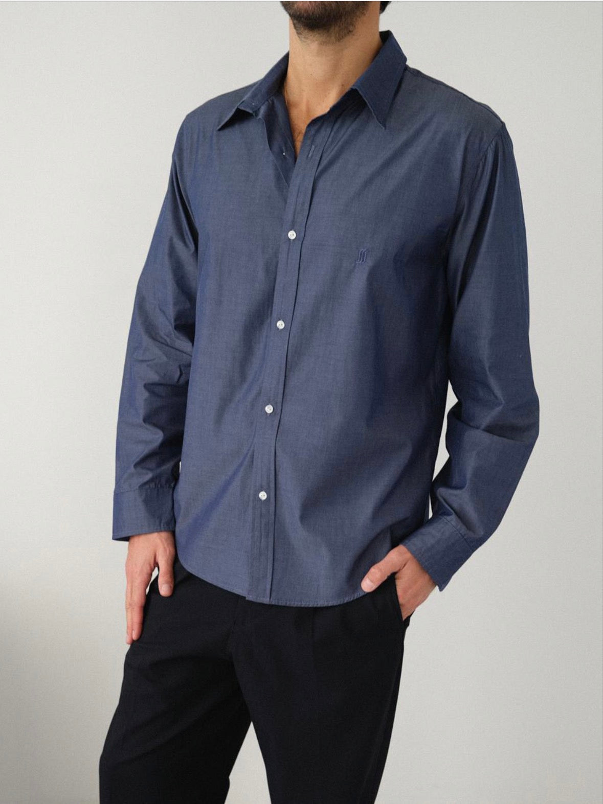 Chemise unisexe bleu jeans